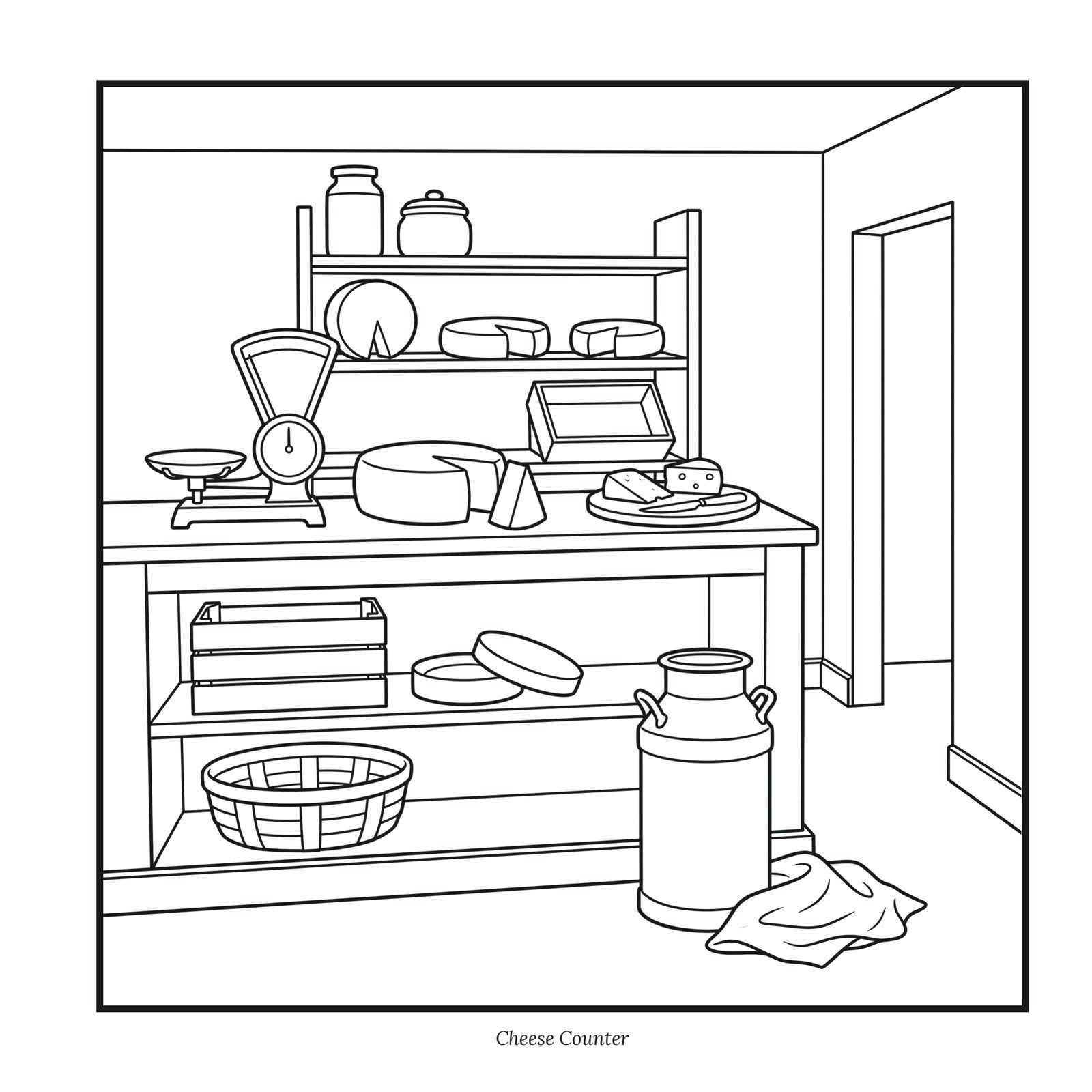 Open Today page: a shop counter with shelves, scales and wheels of cheese