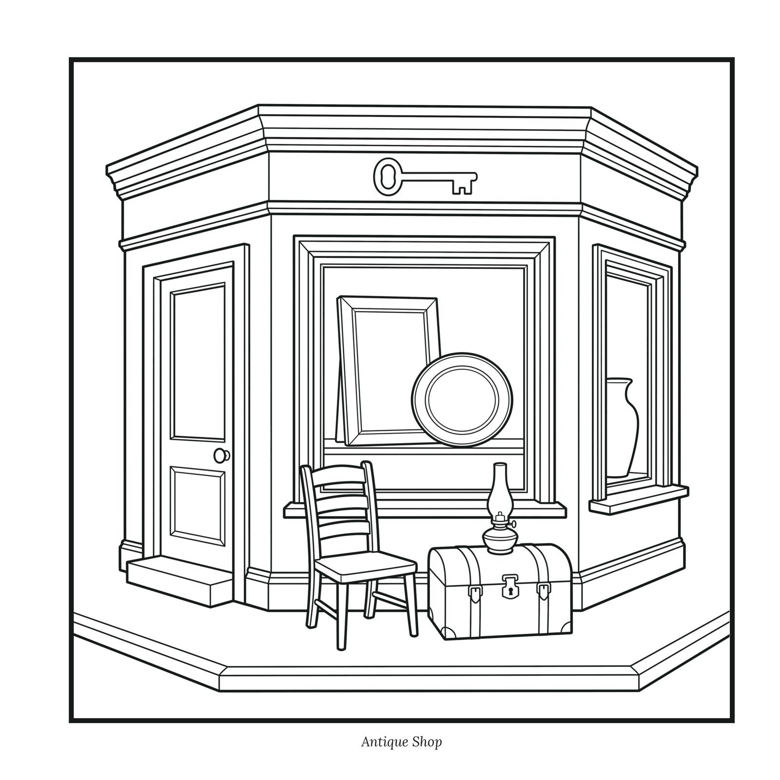Open Today page: a corner shop with a key sign, a chair and a trunk