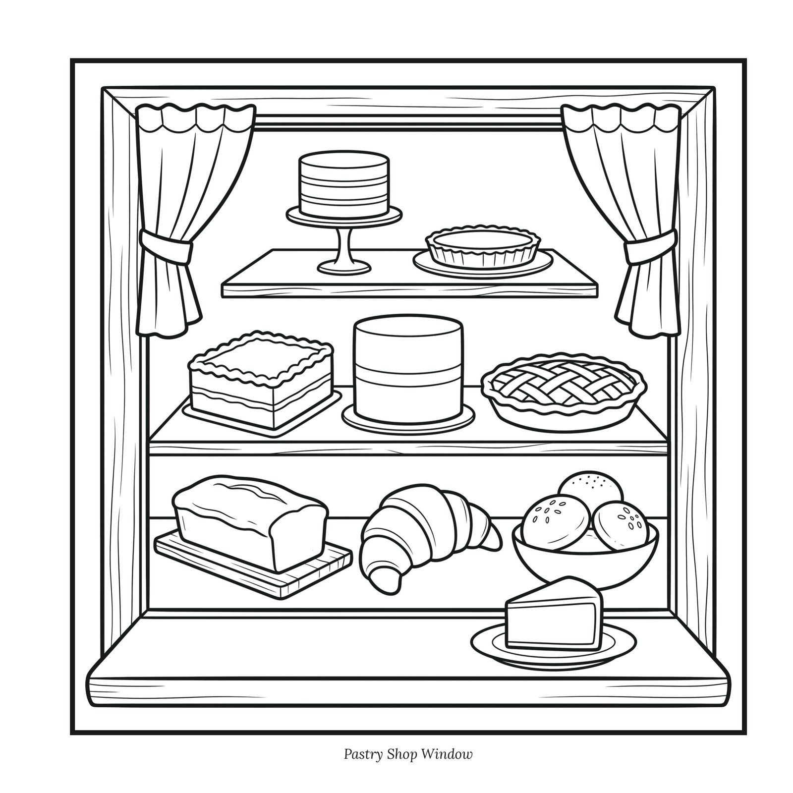 Open Today page: a pastry display case with cakes, pies and a croissant