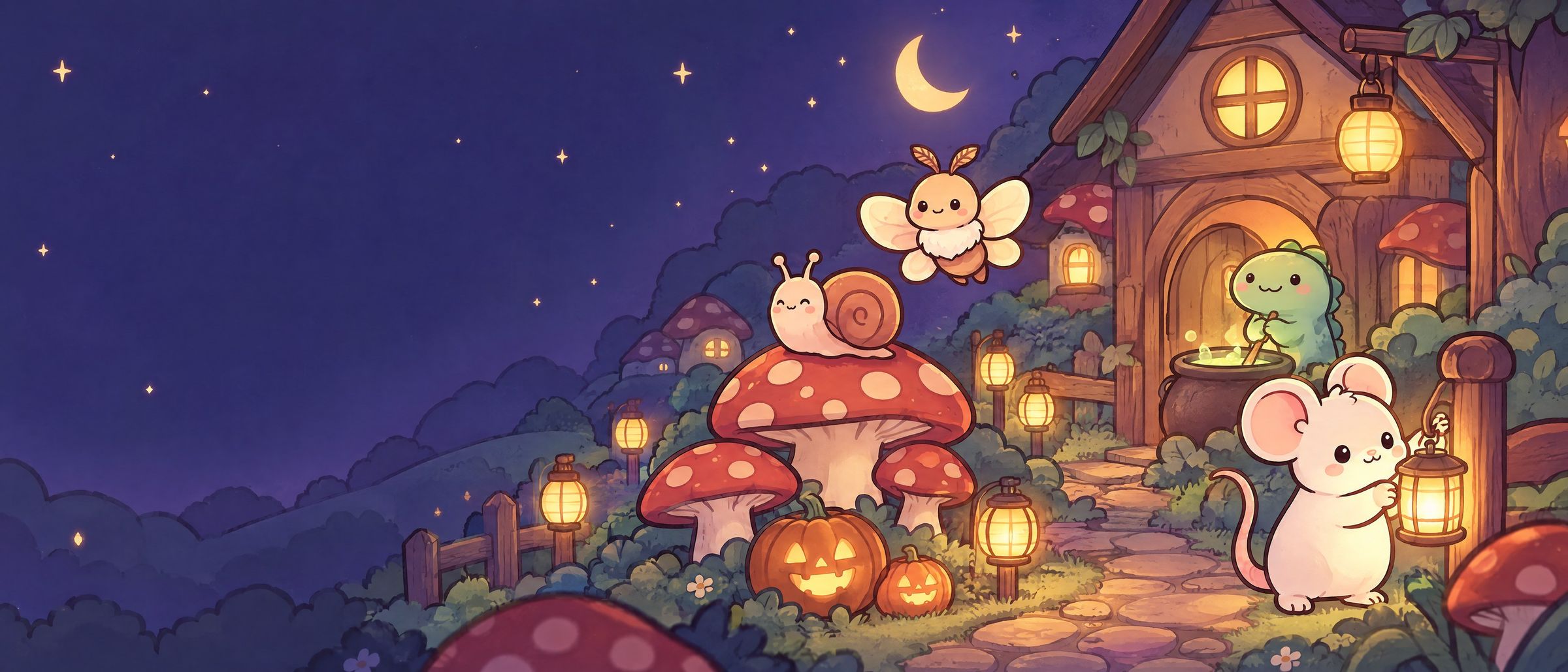 Toadstools Design Nettlebrook Hollow: Lantern-Lit Halloween Coloring Book